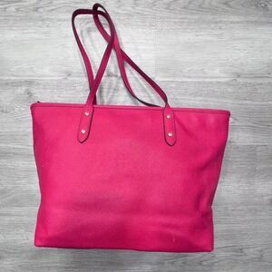 Coach City Tote Pink Crossgrain Leather Shoulder Bag F57522 Womens